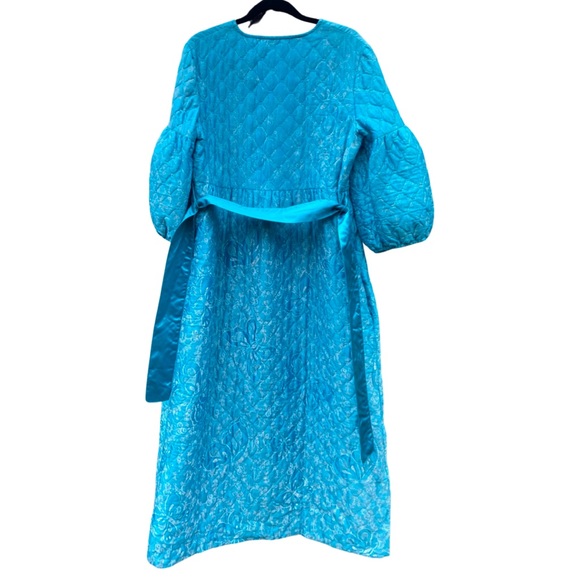 VTG Quilted dressing gown robe balloon 3/4 length sleeve M/L - Picture 10 of 11